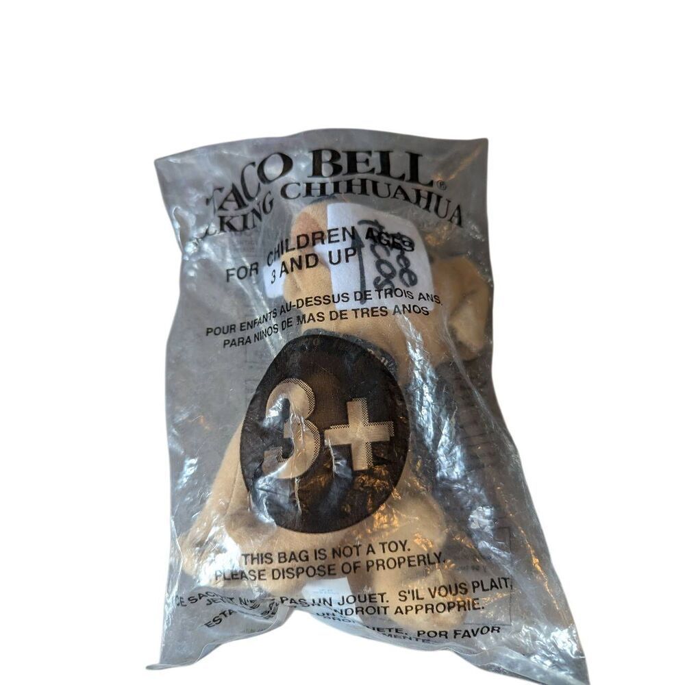 VTG Taco bell Chihuahua stuffed toy "here lizard lizard" talking sealed tacos